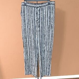 Robert Louis Black and White Striped Wide Leg Pants Size XL
